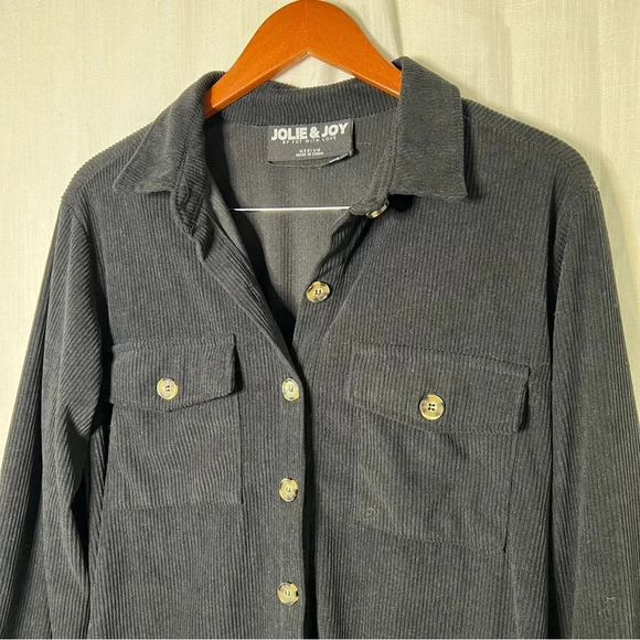 Jolie & Joy Navy Button Down Corduroy Shirt Dress Size M - Picture 2 of 4